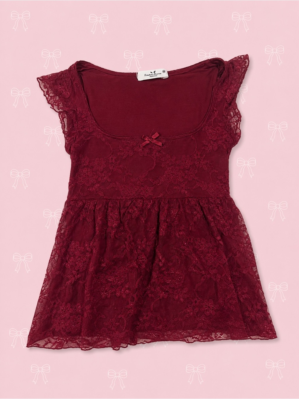Lace Peplum Top - Burgundy